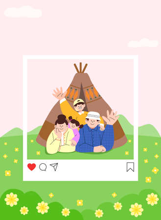 family picture in instagramのイラスト素材