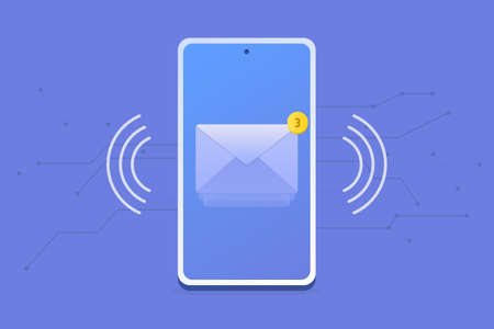 A vector illustration of smartphone email alarm.のイラスト素材