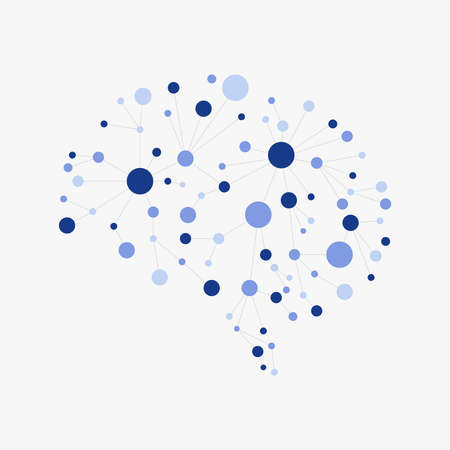 Human brain illustration with connected dots and lines.のイラスト素材