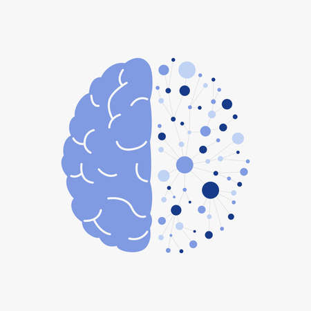 Vector illustration of blue-colored human brain illustration.のイラスト素材