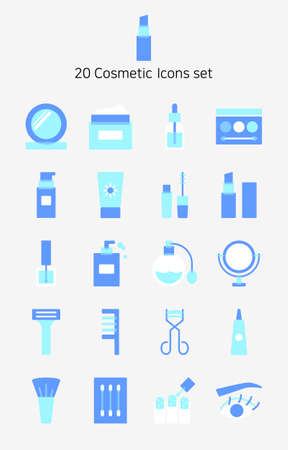 Set of cosmetic icons in flat style.のイラスト素材