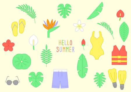 Vector illustration of cute tropical objects.のイラスト素材