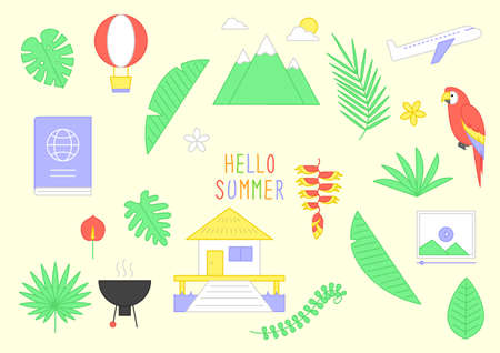 Vector illustration of cute tropical objects.のイラスト素材