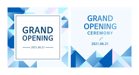 Grand opening banner design with blue triangles.のイラスト素材