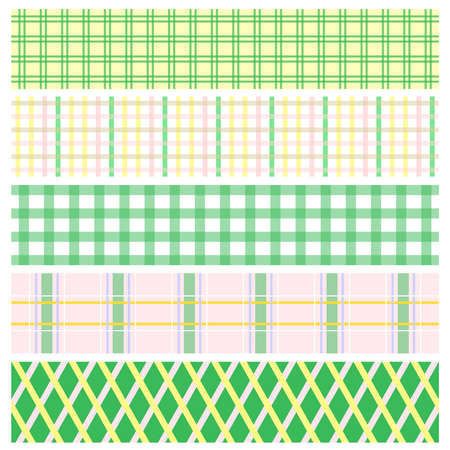 Vector illustration of green-colored checked patterns.のイラスト素材