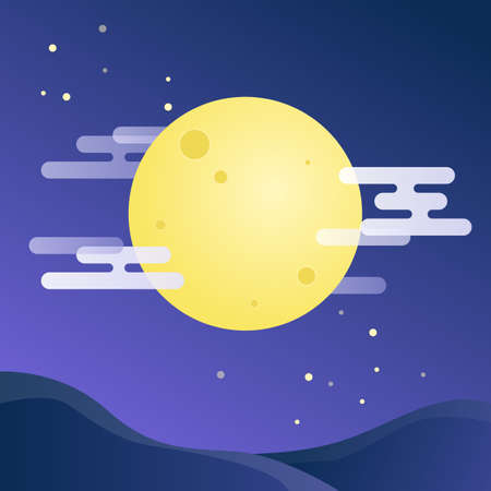 Vector illustration of the full moon in the night sky.のイラスト素材