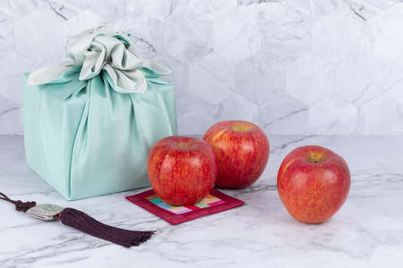 premium apple, typical holiday gift in Koreaの写真素材