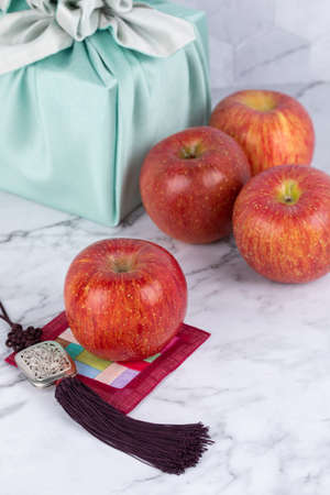 premium apple, typical holiday gift in Koreaの写真素材