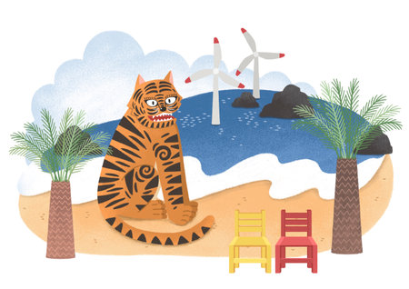 tiger in Jeju Island, famous Korean tour spot, year of tiger conceptのイラスト素材