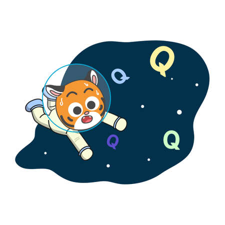 astronaut tiger character, child education conceptのイラスト素材