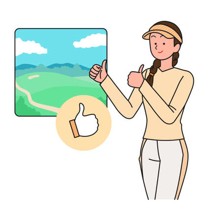 female golfer giving a thumbs upのイラスト素材