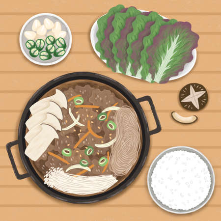 famous Korean food, Bulgogiのイラスト素材