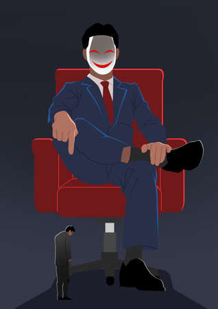 abuse of power, boss at work with two faceのイラスト素材