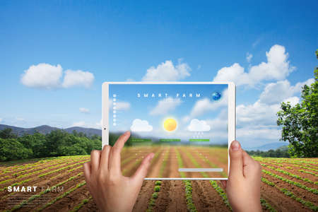 3d rendered graphic of smart farm, agricultural technologyの写真素材