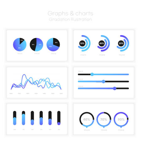infographics graph, chart, diagram set in gradation colorsのイラスト素材