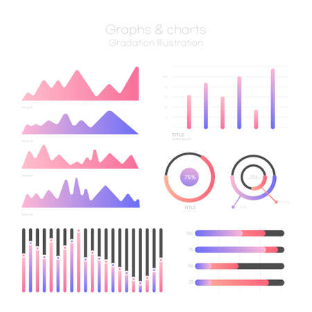 infographics graph, chart, diagram set in gradation colorsのイラスト素材