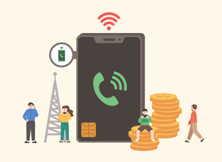 credit card benefit for smartphone telecommunication billingsのイラスト素材