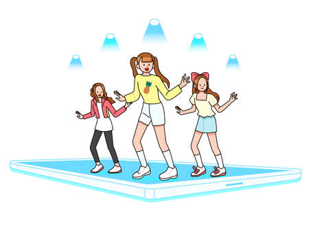 digital world, idol performing onlineのイラスト素材
