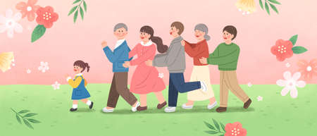 happy three generations familyのイラスト素材