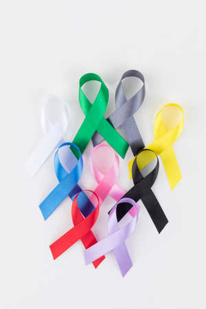 colorful ribbons on white background