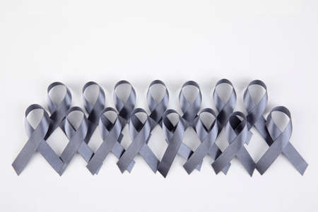 gray ribbon frame on white backgroundの写真素材