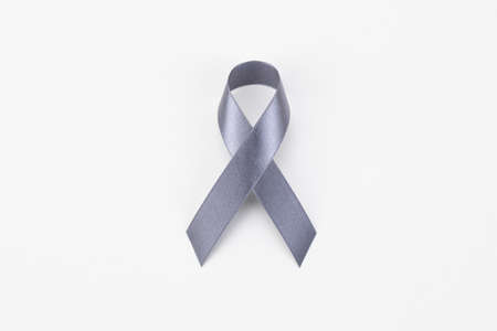 gray ribbon on white backgroundの写真素材