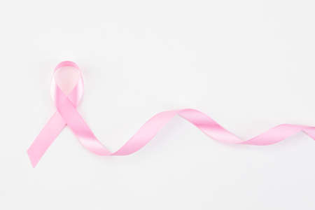 pink ribbon on white background