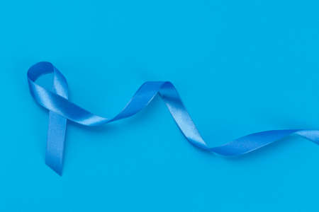 blue ribbon on blue backgroundの写真素材