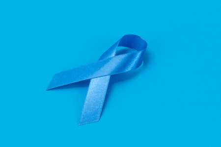 blue ribbon on blue backgroundの写真素材
