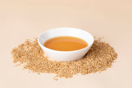 sesame oil and sesame seedの写真素材