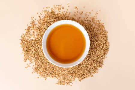 sesame oil and sesame seedの写真素材