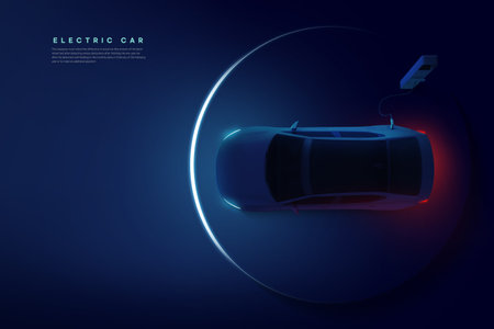 Electric Car 3d renderingの写真素材
