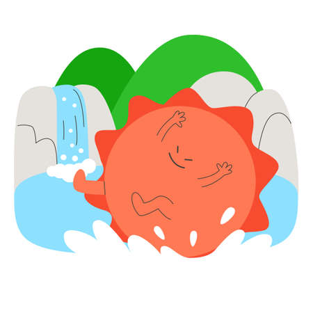 solar sun emoticon character enjoying summerのイラスト素材