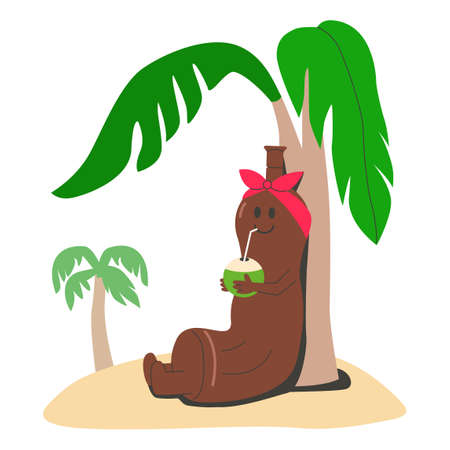 ice cream emoticon character enjoying summerのイラスト素材