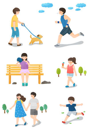 hot summer life of peopleのイラスト素材