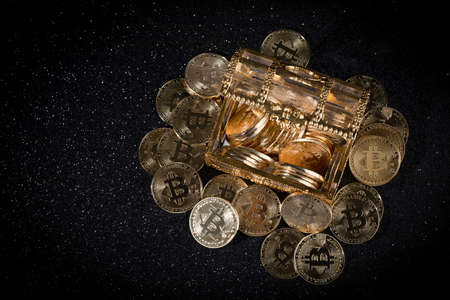 bitcoin in treasure box, chestの写真素材