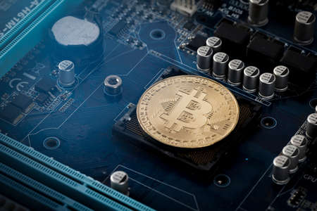 bitcoin and main, motherboardの写真素材
