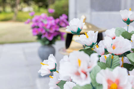 Mugunghwa, rose of Sharon beside incense burner, memorial dayの写真素材