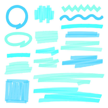 blue highlighter concept, arrows, highlight, check, stroke, underline, line, directionsのイラスト素材