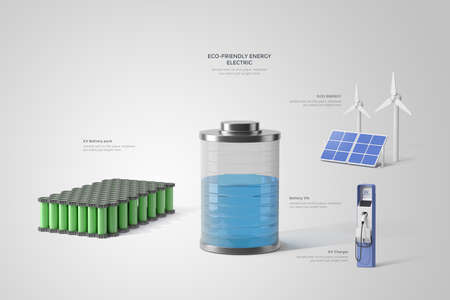 Green Energy Electric Vehicle Batteryの写真素材