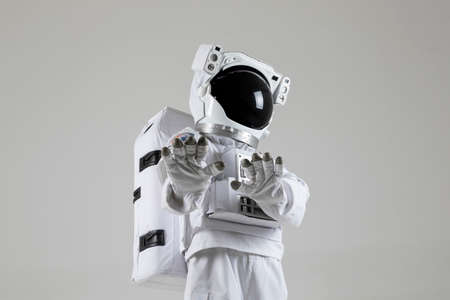 Astronaut rejecting, no signal in white backgroundの写真素材