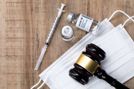 Crime and the Law - covid virus vaccine fraud, accident conceptの写真素材