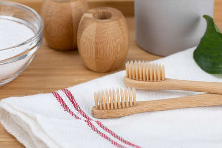 Zero waste - Bamboo toothbrush, baking soda, body oil, potted plant