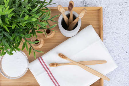 Zero waste - Bamboo toothbrush, baking sodaの写真素材