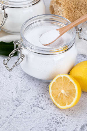 Zero waste concept, lemon and carbonated sodaの写真素材