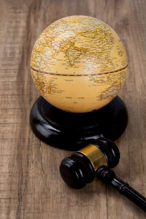 Crime and law - Globe and gavelの写真素材