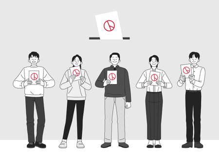 voters day, people holding balot papersのイラスト素材