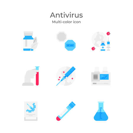 virus Vaccine icon setのイラスト素材