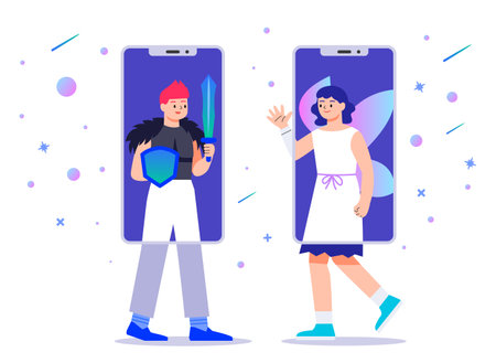VR virtual world metaverse conceptのイラスト素材