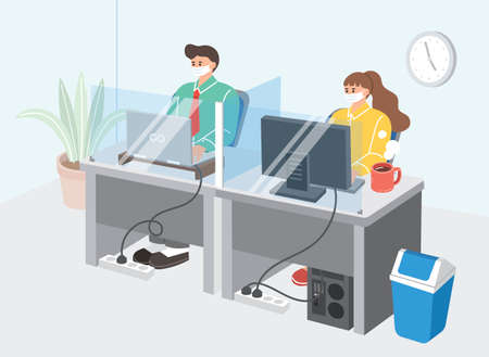 social distance in publicのイラスト素材